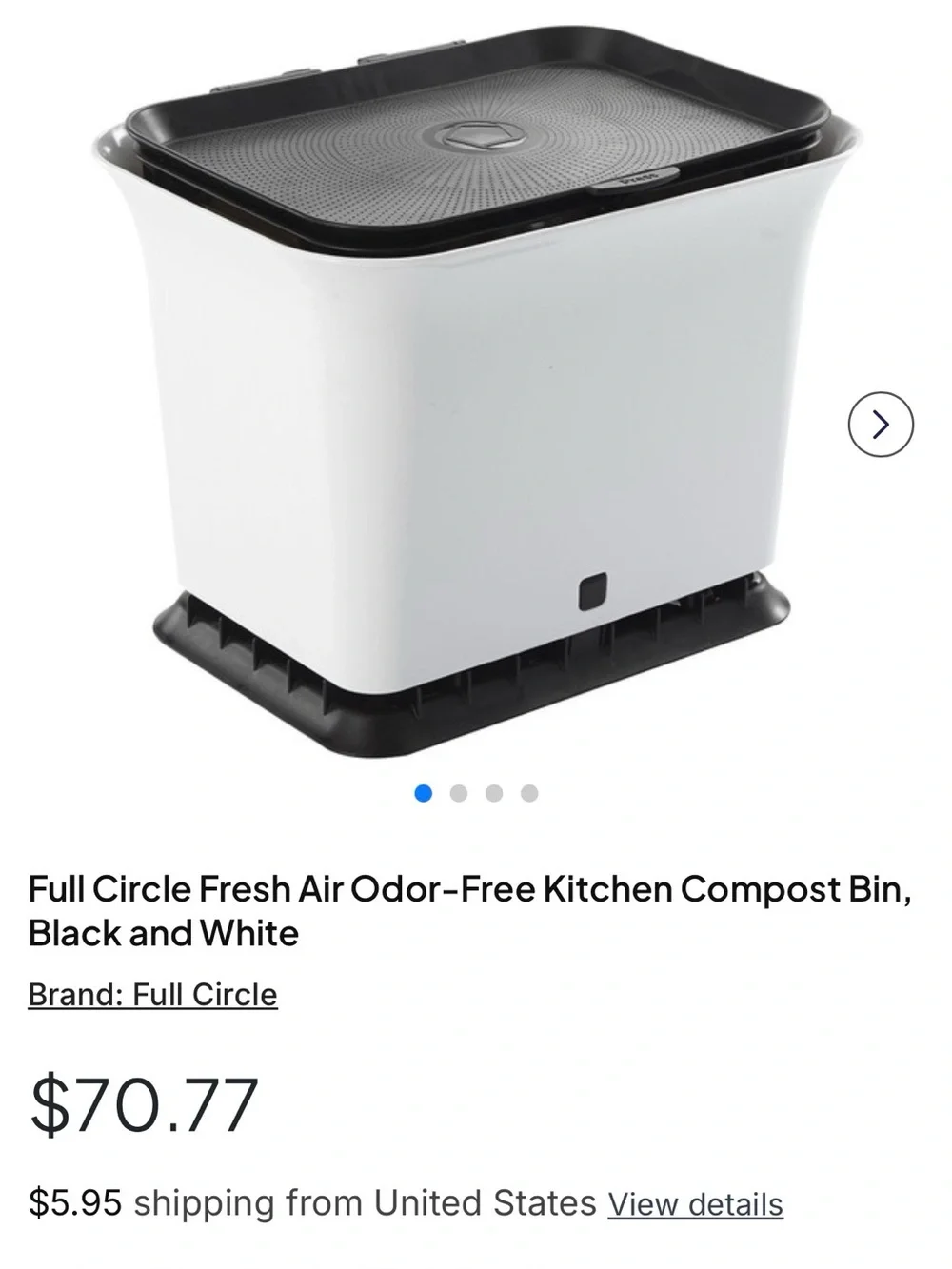 Full Circle - Fresh Air - Gray and Green Kitchen Compost Bin